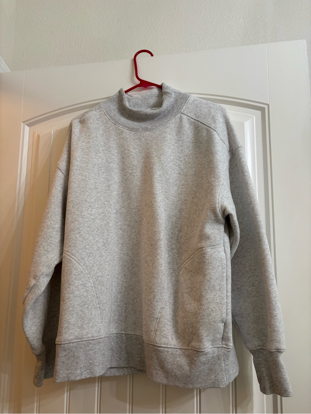 aerie Light Gray Oversized Mock Neck Pullover Sweatshirt